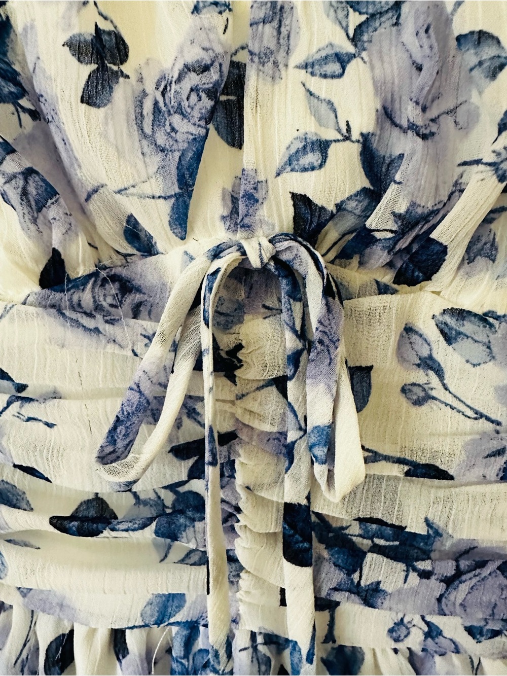 Altar’d State blue floral tiered mini dress XS puff sleeves - Picture 2 of 13